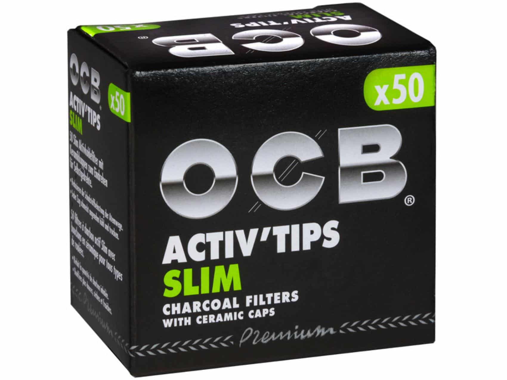 Filtre OCB Activ'Tips | Boite 50 filtres à cigarette Charbon actif