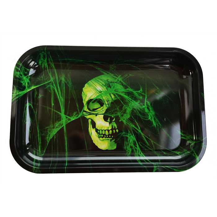 plateau pour rouler les cigarettes green skull
