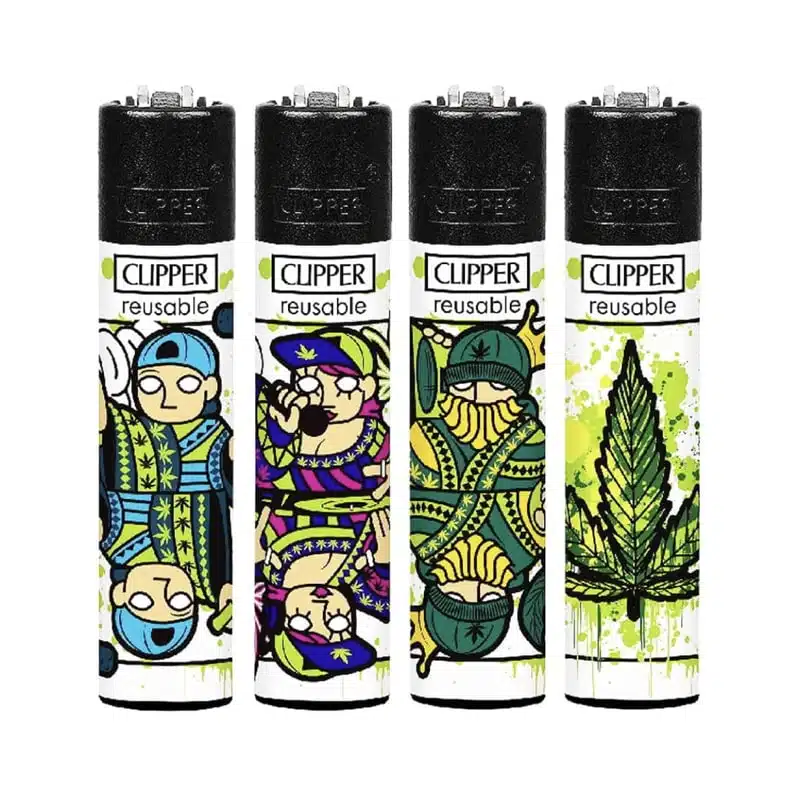 4 x Briquet Clipper Poker Weed