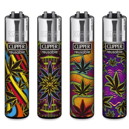 4 x Briquet Clipper Neon Leaves