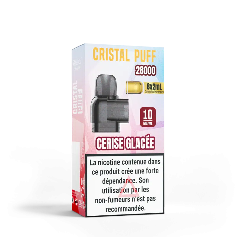 Cartouche Cristal Puff 28K (x8) - Nicotine : 20mg, Saveur : Cerise Glacée
