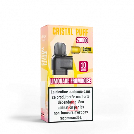 Cartouche Cristal Puff 28K (x8) - Nicotine : 20mg, Saveur : Limonade Framboise