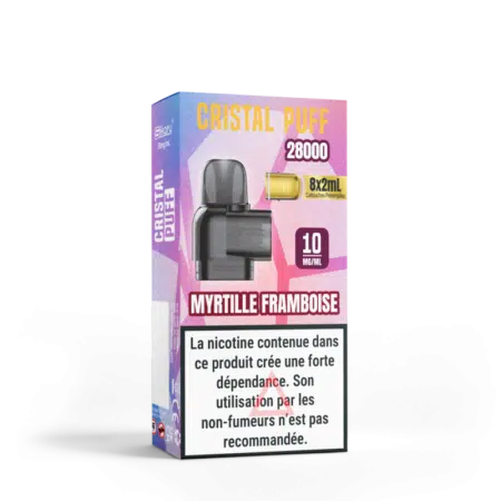 Cartouche Cristal Puff 28K (x8) - Nicotine : 0 mg, Saveur : Myrtille Framboise