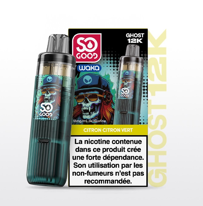 Puff So Good Ghost 12k Citron Citron Vert 18mg Nicotine (100% légale)