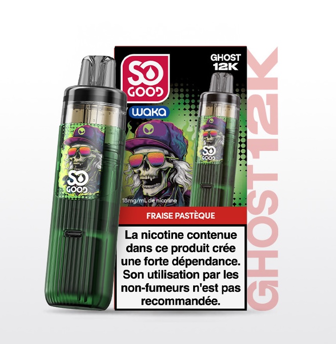 Puff So Good Ghost 12k Fraise Pastèque 18mg Nicotine (100% légale)