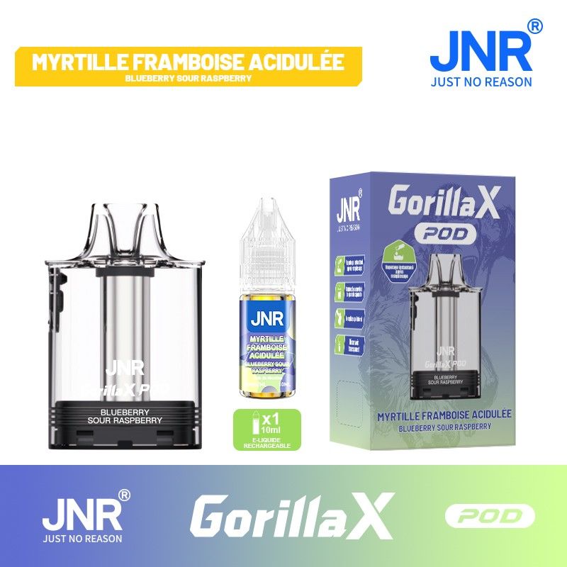 Cartouche Gorilla X + 1x10ml - 20mg - JNR (Saveur :Blueberry Sour Raspberry)