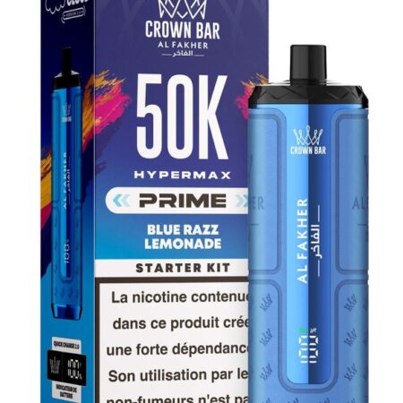 Puff Hypermax Prime 50K Crown Bar Al Fakher Nicotine : 6 mg - Saveur : Blue Razz Lemonade