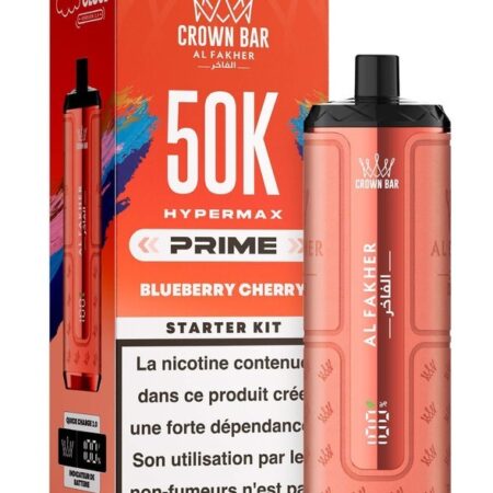 Puff Hypermax Prime 50K Crown Bar Al Fakher Nicotine : 6 mg - Saveur : Blueberry Cherry