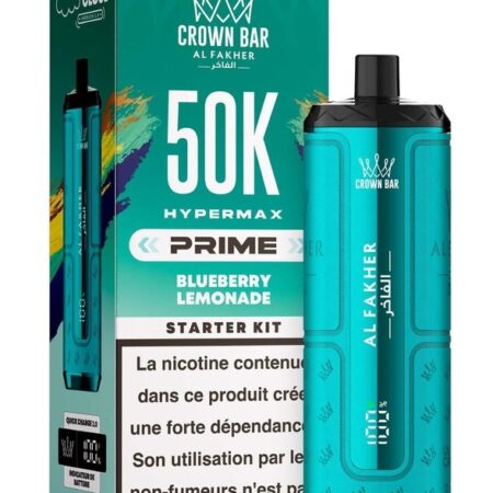 Puff Hypermax Prime 50K Crown Bar Al Fakher Nicotine : 6 mg - Saveur : Blueberry Lemonade