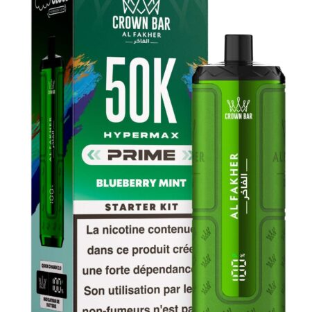Puff Hypermax Prime 50K Crown Bar Al Fakher Nicotine : 6 mg - Saveur : Blueberry Mint