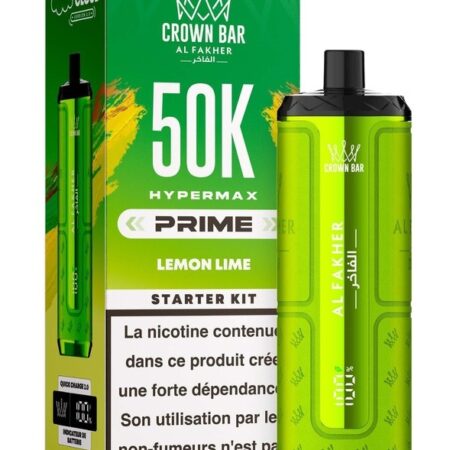 Puff Hypermax Prime 50K Crown Bar Al Fakher Nicotine : 6 mg - Saveur : Lemon Lime