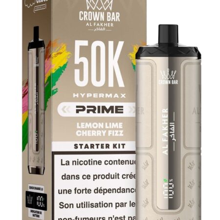 Puff Hypermax Prime 50K Crown Bar Al Fakher Nicotine : 6 mg - Saveur : Lemon Lime Cherry Fizz