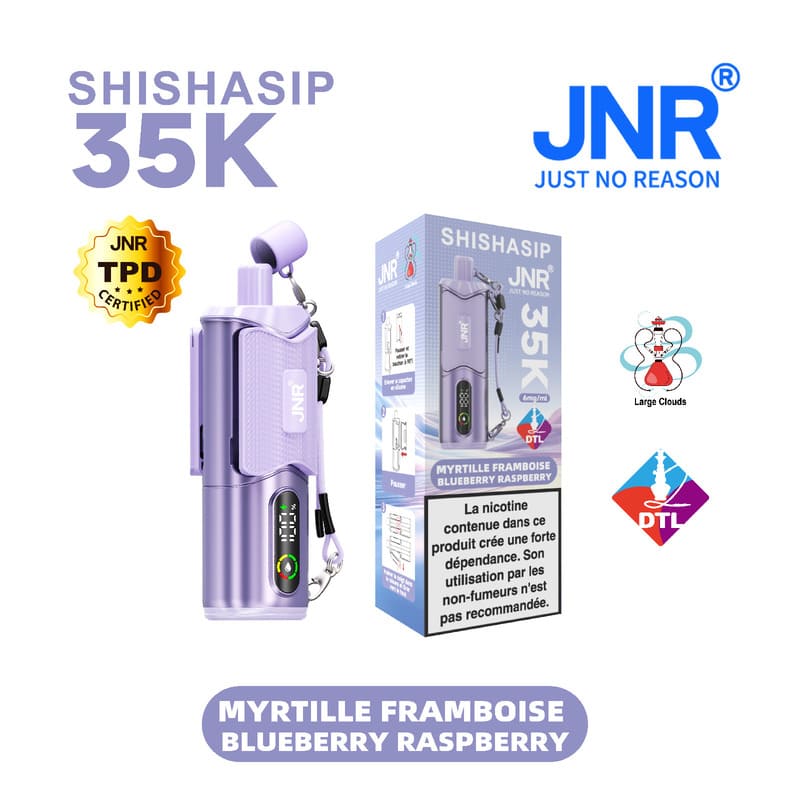 Puff JNR Shishasip Blueberry Raspberry 0,6% Nicotine (100% légale)