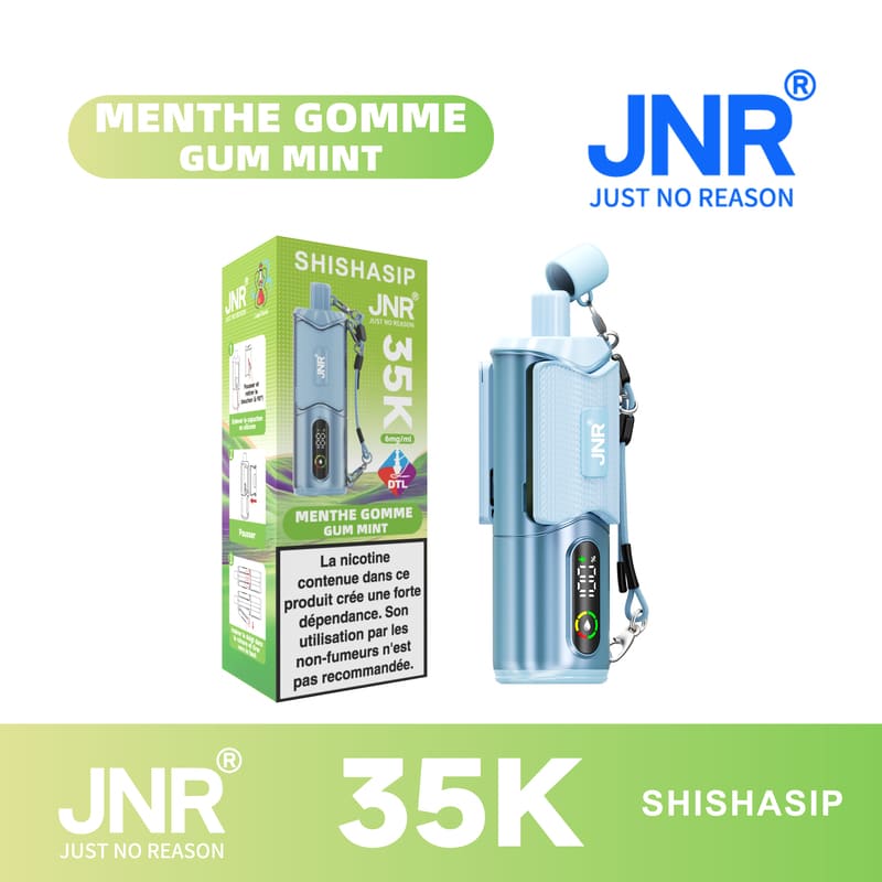 Puff JNR Shishasip Gum Mint 0,6% Nicotine (100% légale)