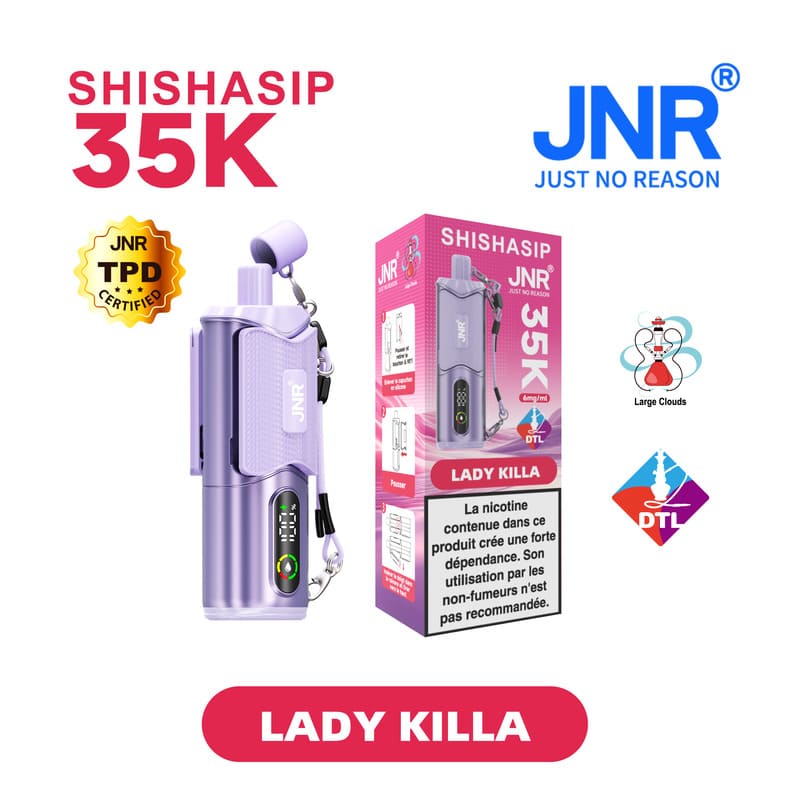 Puff JNR Shishasip Lady Killa 0,6% Nicotine (100% légale)