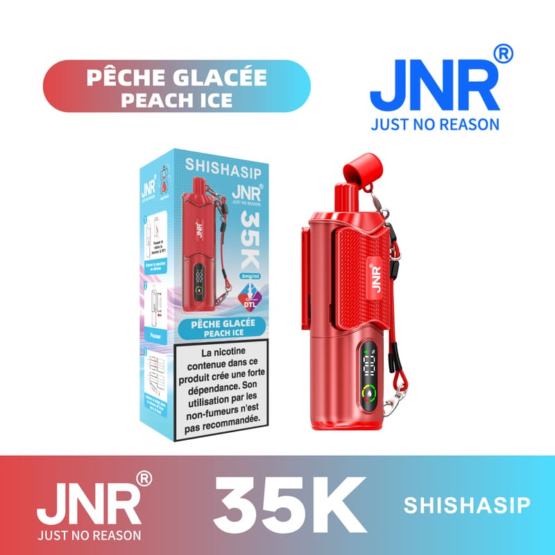 Puff JNR Shishasip Peach Ice 0,6% Nicotine (100% légale)