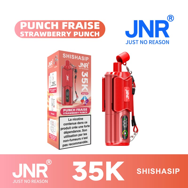 Puff JNR Shishasip Strawberry Punch 0,6% Nicotine (100% légale)